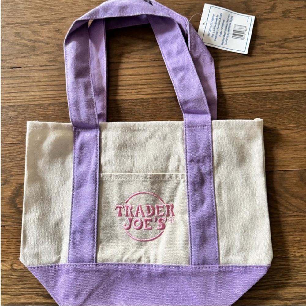 Purple and Cream Trader Joe’s Mini Tote Bag